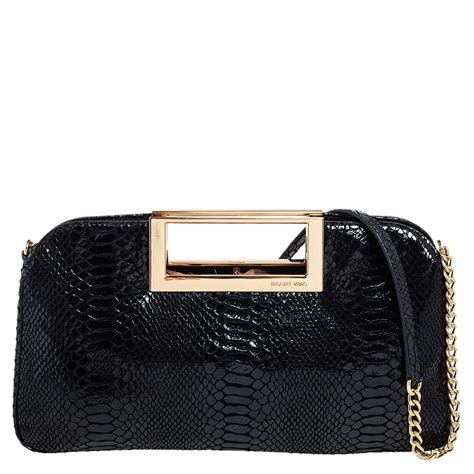 Michael Kors Berkeley Patent Python Clutch 